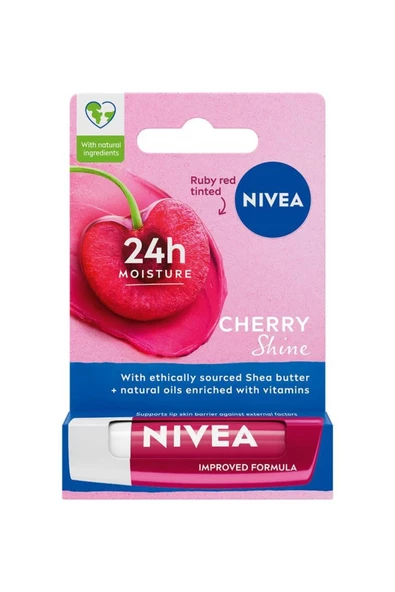 Nivea Lip Dudak Bakım Kremi & Parlatıcı Nemlendirici  Kiraz Kokusu Hafif Işıltılı 4.8gr ürün görseli 1