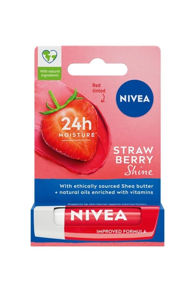 Nivea Lip Dudak Bakım Kremi & Parlatıcı Nemlendirici Çilek Kokusu Hafif  Işıltılı  4.8gr ürün görseli 1