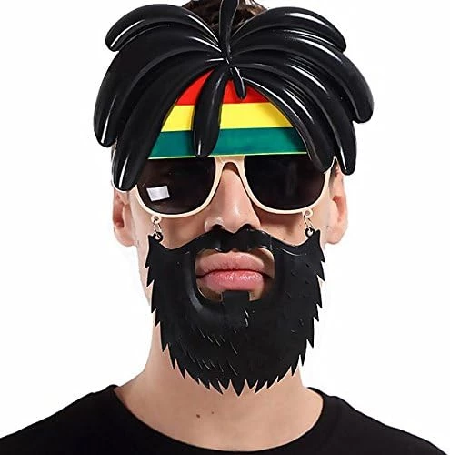 Rasta Peruklu Rasta Sakallı Bıyıklı Parti Gözlüğü 27x18 cm ürün görseli 1