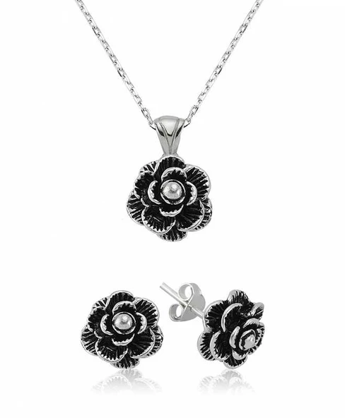 925 Ayar Gümüş Çiçek Set - Resim 2
