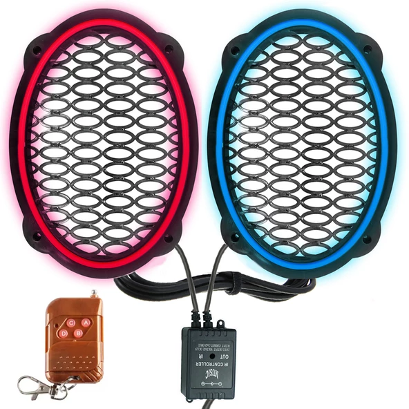 Çakar Ledli Oval Hoparlör Kapak Mavi Kırmızı 2 Adet EGB eg-8844 ürün görseli 1