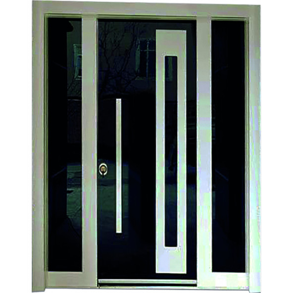 TEZ- 0148 Statik Beyaz Renk Camlı Model Apartman Giriş Kapısı, Dış Mekan Kapısı, Villa Kapısı ürün görseli 1