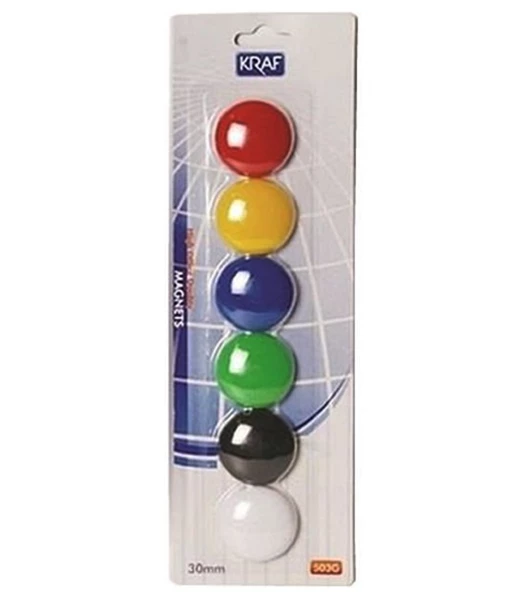Kraf Yuvarlak Renkli Mıknatıs 30Mm 6Lı ürün görseli 1