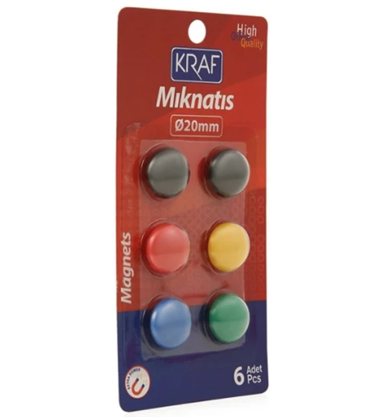 Kraf Yuvarlak Renkli Mıknatıs 20Mm 6Lı ürün görseli 1