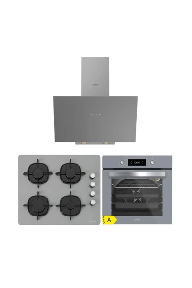 Silverline Gri Cam Ankastre Set ( 3481 Flam - CS5335S02 - BO6504S01 ) ürün görseli 1