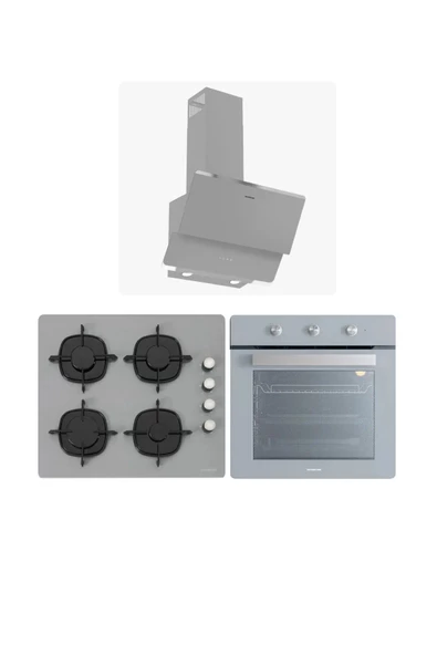 Silverline Gri Cam Ankastre Set ( 3490 Oslo - CS5335S02 - BO6502S02 ) ürün görseli 1