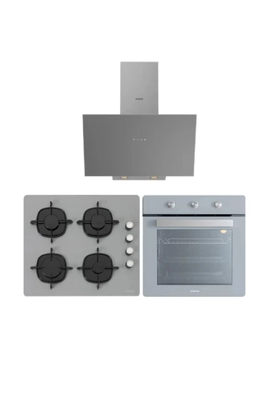 Silverline Gri Cam Ankastre Set ( 3481 Flam - CS5335S02 - BO6503S01 ) ürün görseli 1