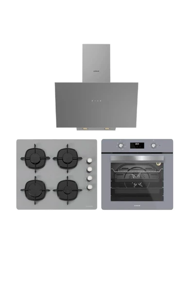 Silverline Gri Cam Ankastre Set ( 3481 Flam - CS5335S02 - BO6502S02 ) ürün görseli 1