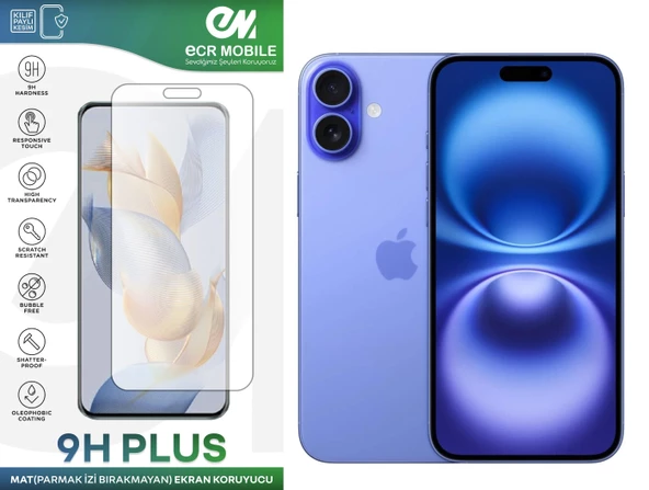 Iphone 16 Plus Ekran Koruyucu MAT(Parmak İzi Bırakmayan) Uyumlu Esnek Nano Kırılmayan ürün görseli 1