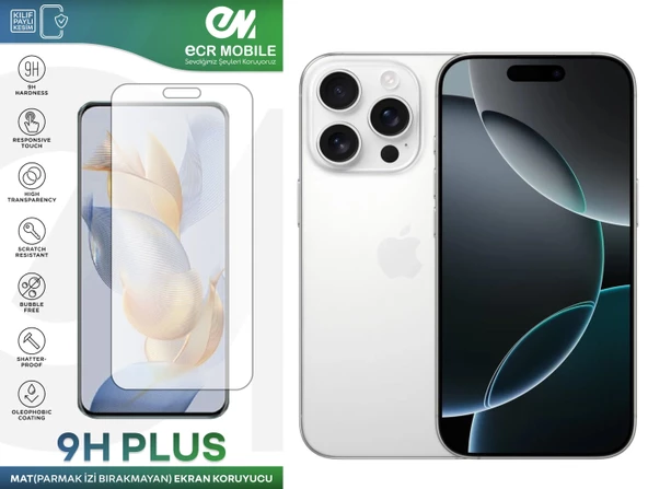 Iphone 16 Pro Ekran Koruyucu MAT(Parmak İzi Bırakmayan) Uyumlu Esnek Nano Kırılmayan ürün görseli 1