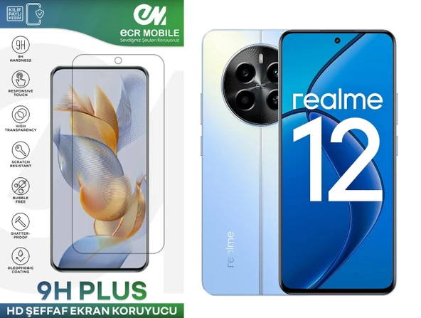Realme 12 4G Ekran Koruyucu 9H Esnek Nano Cam Tam Uyumlu Şeffaf(5G Modeline UYMAZ!) ürün görseli 1
