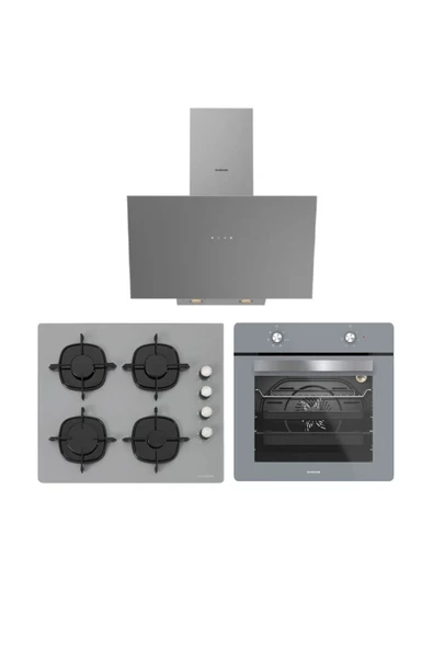 Silverline Gri Cam Ankastre Set ( 3481 Flam Gri - CS5335S02 - BO6501S01 ) ürün görseli 1