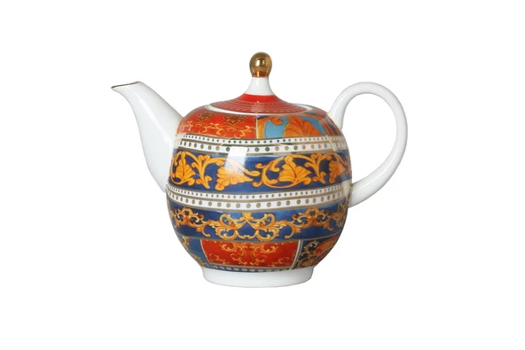 Lucky Art Clarissa Bone China Porselen Mavi Beyaz Naturel Barok Desenli Çaydanlık 1300 ml LYHD 619 ürün görseli 1