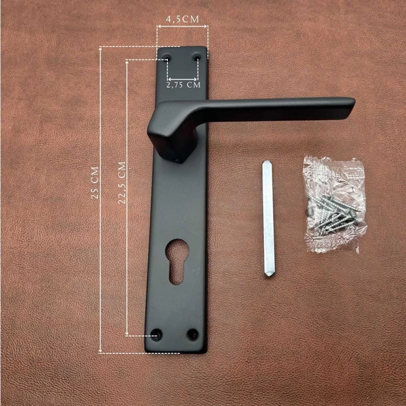 Zey Mat Altın Çelik Kapı Kolu Sol Basar + Kapı Tokmağı Kilit Hariçtir - Resim 5
