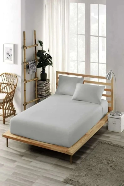 Clasy Battal Çift Kişilik %100 Pamuk Lastikli Çarşaf + 2 Adet Yastık Kılıfı 180 x 200 ürün görseli 1