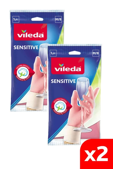 Vileda Sensitive Bulaşık Eldiveni Orta Boy M/8 x 2 Paket ürün görseli 1