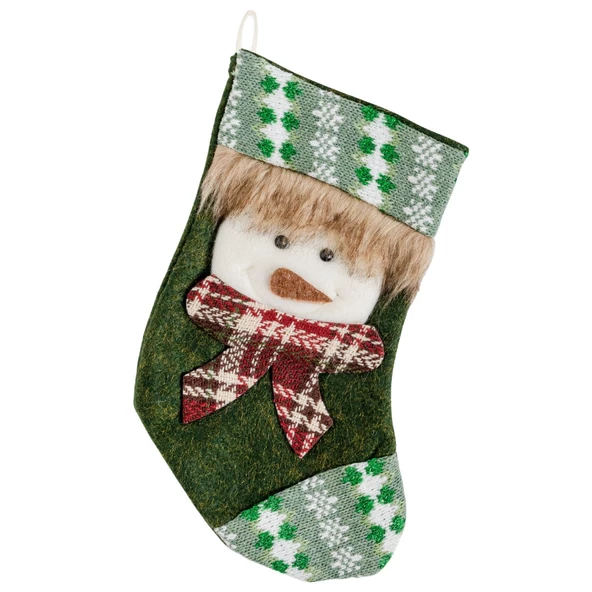 Yılbaşı Süsü 24 cm Çorap Noel Baba Desenli Yeşil - Mavi Su Dünyası ürün görseli 1