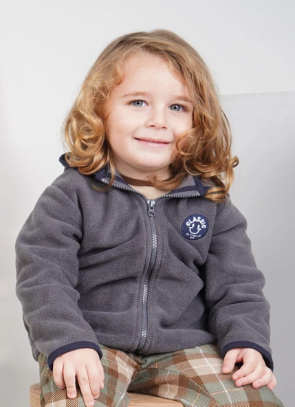 Unisex Antrasit Polar Fermuarlı Sweatshirt (3-14 Yaş) ürün görseli 1