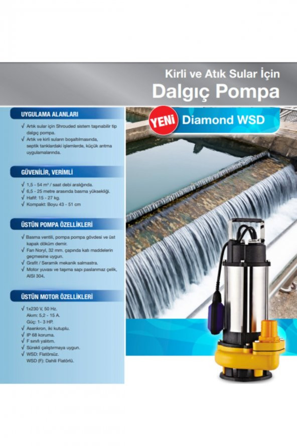 Wsd 10-8 0.5hp 220v Açık Fanlı Pis Su Dalgıç Pompa ürün görseli 1