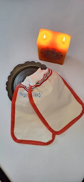 EKER-KIRMIZI BİYELİ HIZLIGİY KESE SETİ-2 ADET KESE-Lastikli Kese-Banyo ve Duş Kesesi-Standart Kese ürün görseli 1