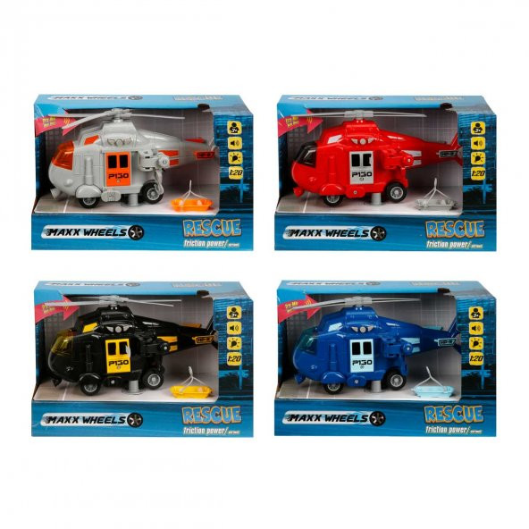 Sunman Maxx Wheelss Sesli Ve Işıklı 1:20 Kurtarma Helikopter Rescue 20 Cm ürün görseli 1