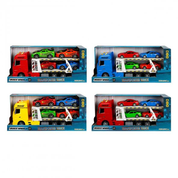 Sunman Maxx Wheels Sesli Ve Işıklı Transporter 2 Katlı 4 Araçlı 44 Cm. 1:24  S02002326 ürün görseli 1