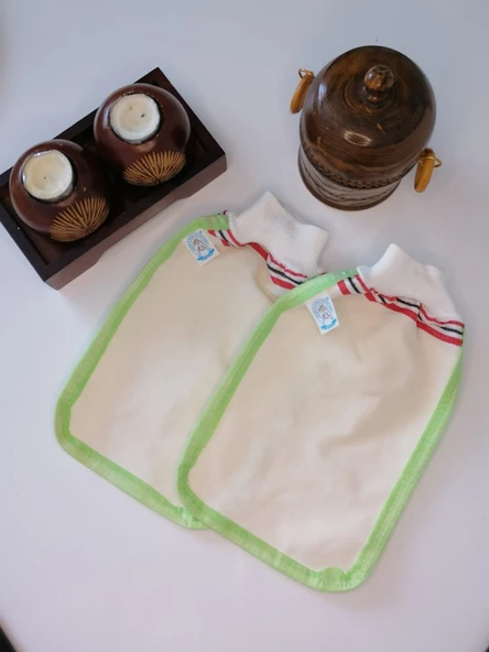 EKER-YEŞİL BİYELİ HIZLIGİY KESE SETİ-2 ADET KESE-LASTİKLİ KESE- BANYO VE DUŞ KESESİ-STANDART KESE ürün görseli 1