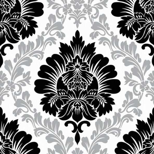 New Art 1056-A Siyah Gümüş Damask Desen Duvar Kağıdı ürün görseli 1