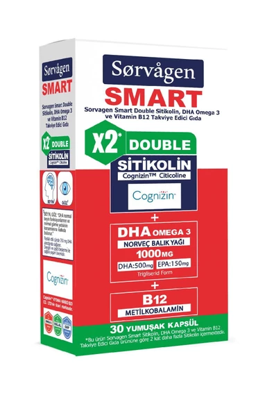 SORVAGEN Smart Double Sitikolin (250 MG), Dha Omega 3 Ve B12 (30 KAPSÜL) ürün görseli 1