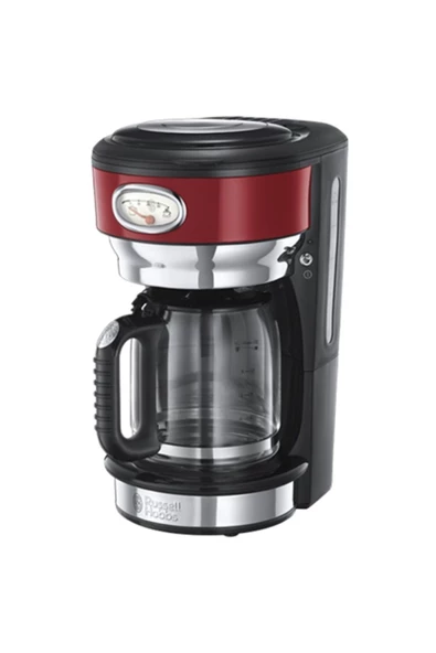 RUSSELL HOBBS Retro Ribbon Kırmızı Cam Sürahili Kahve Makinesi ürün görseli 1