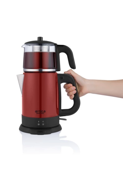 Arnica Demli Stil Kırmızı Cam Çay Makinesi Ih33024 ürün görseli 1
