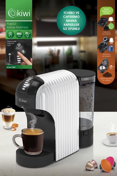 Kiwi Kcm-7597 Multikapsül Kahve Makinesi Beyaz Dolce Gusto/ Toz Kahve Ile Uyumlu ürün görseli 1
