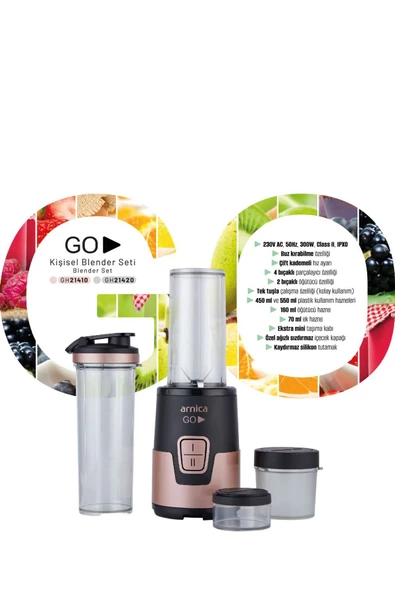 Arnica Go GH21410 Kişisel Smoothie Blender Rose ürün görseli 1