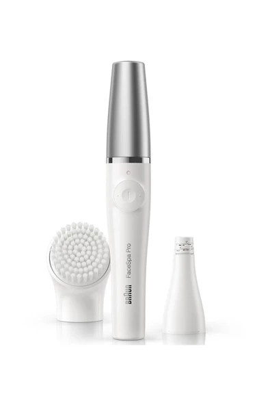 Braun Beyaz FaceSpa Pro 910 Şarjlı Yüz Epilatörü Beyaz/Gümüş Resmi Distribütör Garantili Kablosuz Islak v ürün görseli 1