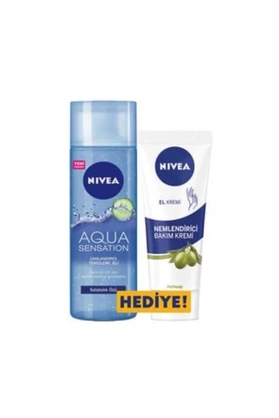 NIVEA AQUA YÜZ YIKAMA JELİ 200ML+EL KREMİ ZEYTİNLİ 75ML-2Lİ SET ürün görseli 1
