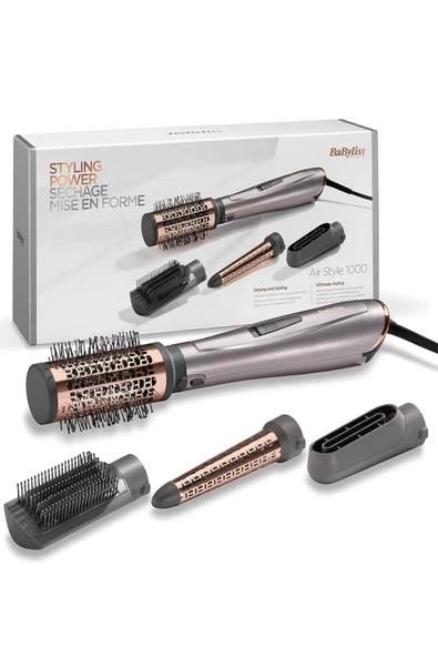 BABYLİSS Air Styler 1000W AS136E Hava Üflemeli Elektriklenme Önleyici Saç Şekillendirici 4 Aksesuarlı Set ürün görseli 1