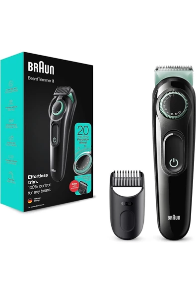 Braun Resmi Distribütör Garantili Sharp Blades Ayarlanabilir Taraklı Saç Sakal Şekillendirici Siyah 1-3 K ürün görseli 1