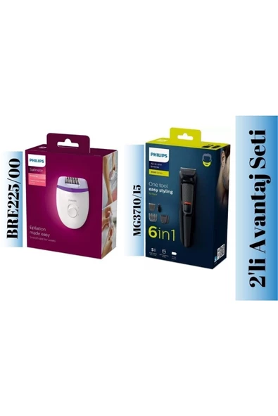 Philips Bre225/00 Epilatör - Mg3710/15 Tıraş Makinesi 2'li Avantajlı Kişisel Bakım Seti ürün görseli 1