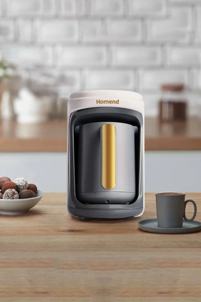HOMEND Pottoman 1860h 5 Fincan Kapasiteli Bol Köpüklü Türk Kahve Makinesi,  Krem Gold ürün görseli 1