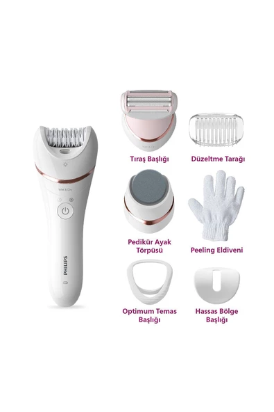 Philips BRE730/05 Epilatör (Yüz+Koltuk altı+Bikini Bölgesi+Bacak)Islak Ve Kuru,Işıklı,Kablosuz ürün görseli 1