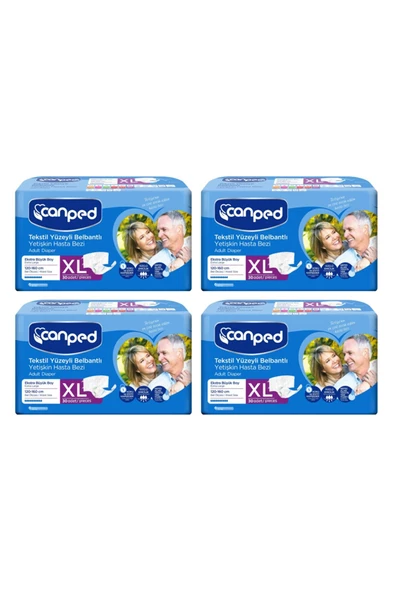 Canped Tekstil Yüzeyli Belbantlı Ekstra Büyük Boy XL 30'lu 4 Adet Hasta Bezi ürün görseli 1