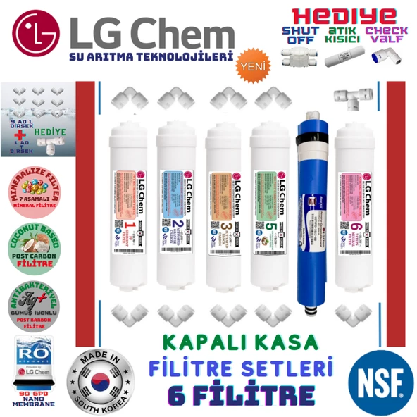 LG Chem KAPALI KASA 6 FİLTRE 10 AŞAMA SU ARITMA CİHAZI FİLTRE SETİ ürün görseli 1