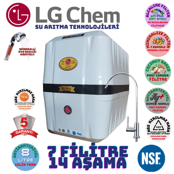 LG Chem COOL BEYAZ SİYAH 8 LİTRE 7 FİLTRE 14 AŞAMA SU ARITMA CİHAZI ürün görseli 1