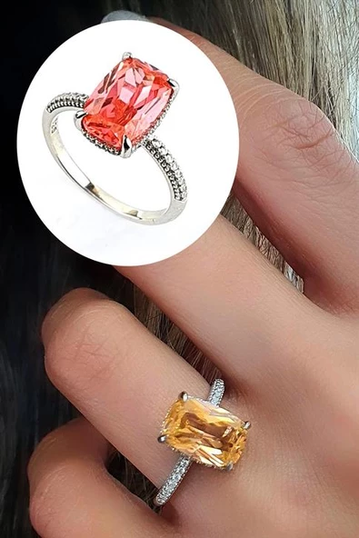 Renk Değiştiren Aleksandrit Taşlı 925Ayar Gümüş Sky Diamond Tek Taş Yüzük ürün görseli 1