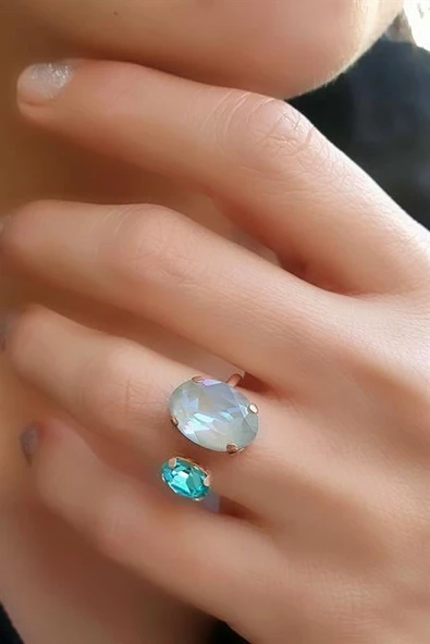 Swarovski Taşlı 925 Ayar Gümüş Ayarlanabilir Yüzük ürün görseli 1