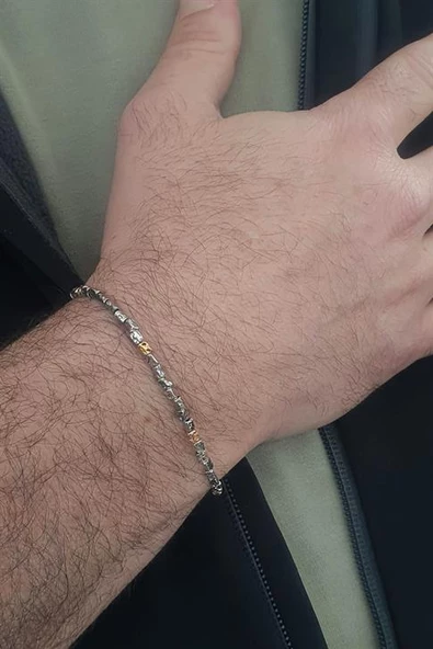 İtalyan Tasarımı 925Ayar Gümüş Erkek Bileklik Özel Seri ürün görseli 1