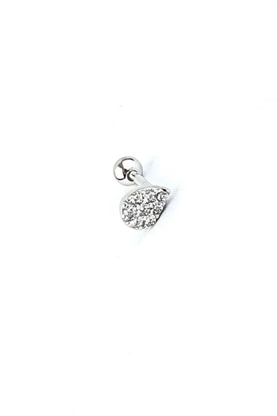 Zirkon Taş Detaylı 925Ayar Gümüş Tragus Helix Kikirdak Piercing ürün görseli 1