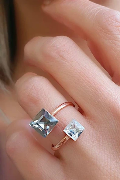Swarovski Taşlı 925 Ayar Gümüş Ayarlanabilir Yüzük ürün görseli 1