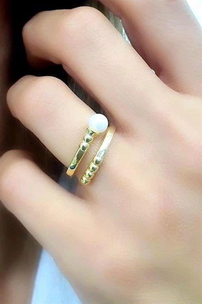 925Ayar Gümüş Üzerine Altın Kaplama Luxury Tasarım Ayarlanabilir Yüzük ürün görseli 1