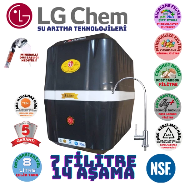 LG Chem COOL SİYAH BEYAZ 8 LİTRE 7 FİLTRE 14 AŞAMA SU ARITMA CİHAZI ürün görseli 1
